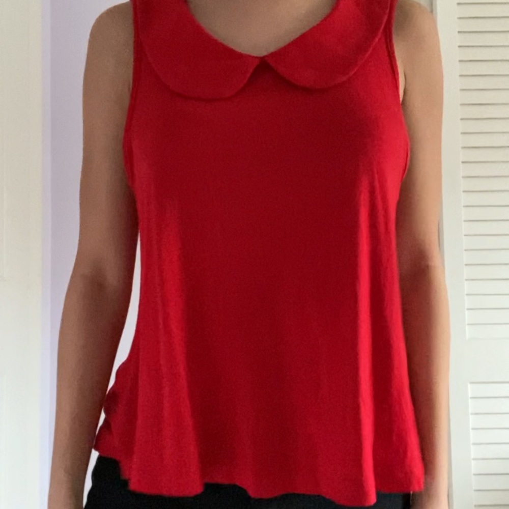 Nordstrom Red Collared Top